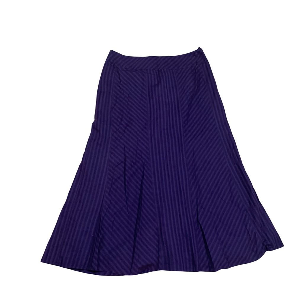 Talbots Women's 16 Purple Cotton A-Line Maxi Skirt Tonal Stripe Lined Side Zip